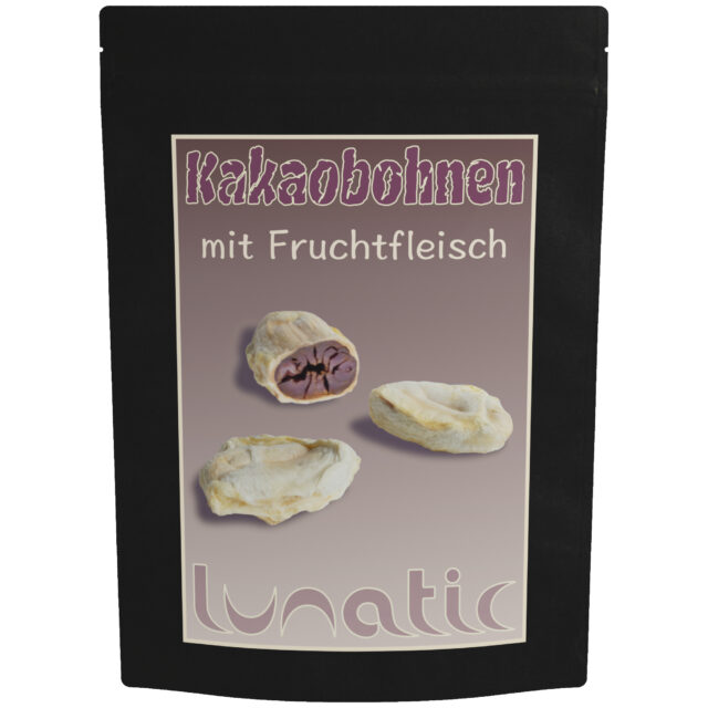 Kakaobohnen mit Fruchtfleisch