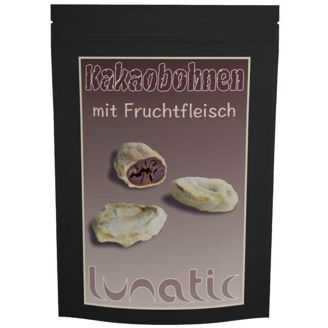Kakaobohnen mit Fruchtfleisch